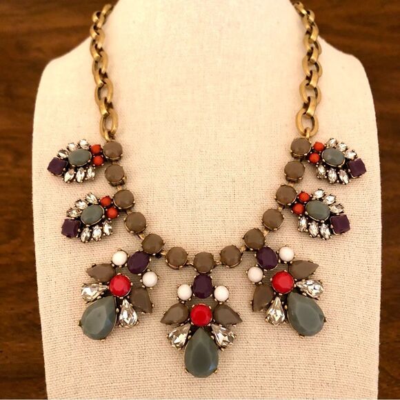 J.Crew | Multicolor Resin Statement Necklace | 18” Adjustable - Picture 1 of 3